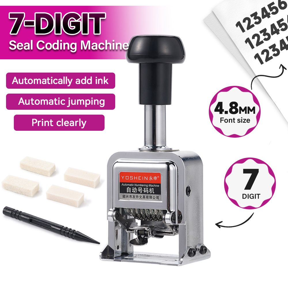 Rubber Date Stamp - 7-stellige automatische Nummeriermaschine aus Metall, manueller