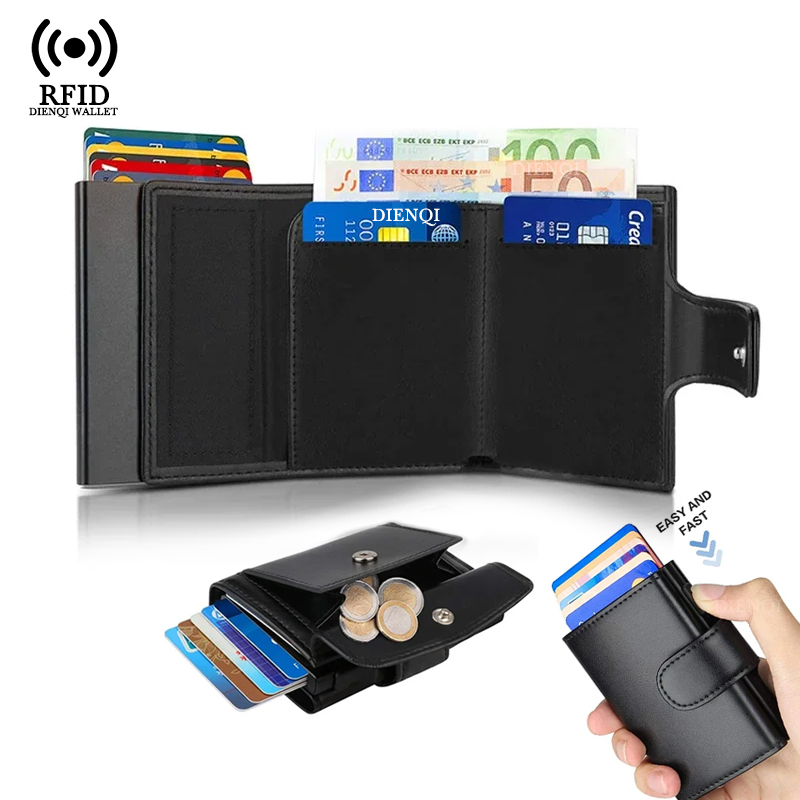 Index Card Holder - Visitenkartenetui aus Metall, RFID-Kreditkartenetui, schwarze dreifach