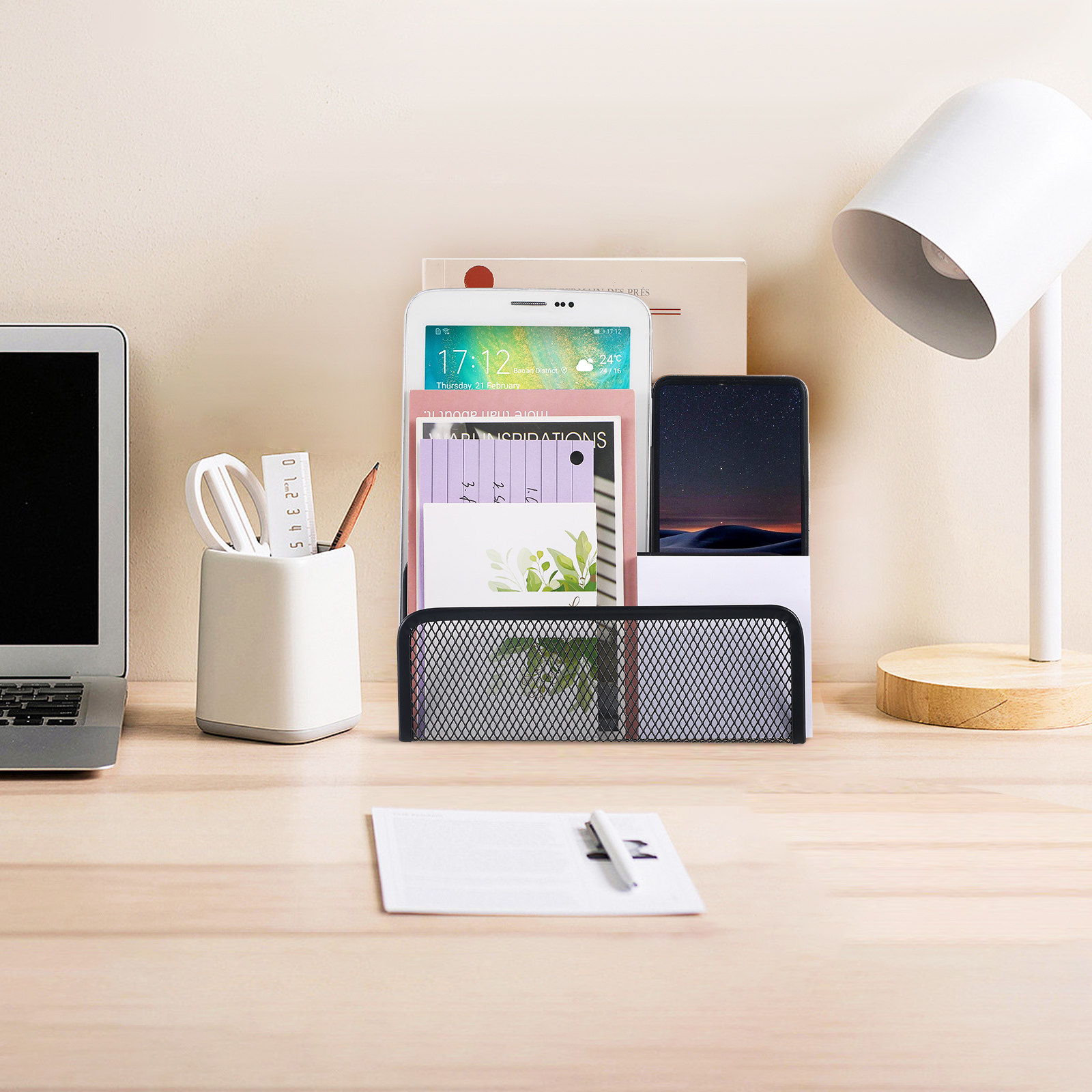 Magazine Holder Rack - Dreiteiliger Metall-Netz-Schreibtisch-Organizer, Aktenhalter, Desktop-Sortierer, Aufbewahrungsregal für