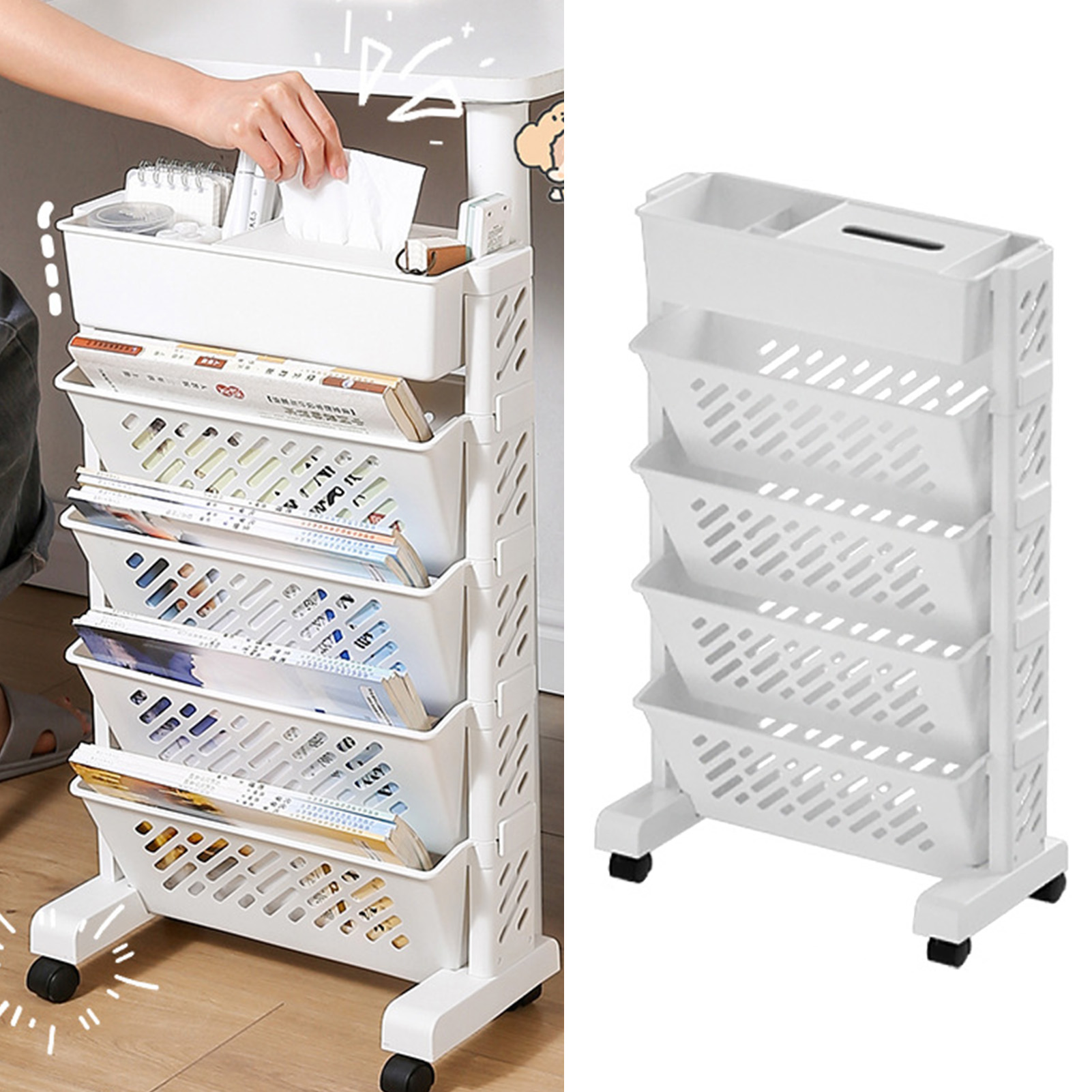 Bewegliches Bücherregal große  – Magazine Holder Rack Bewertung und Preis